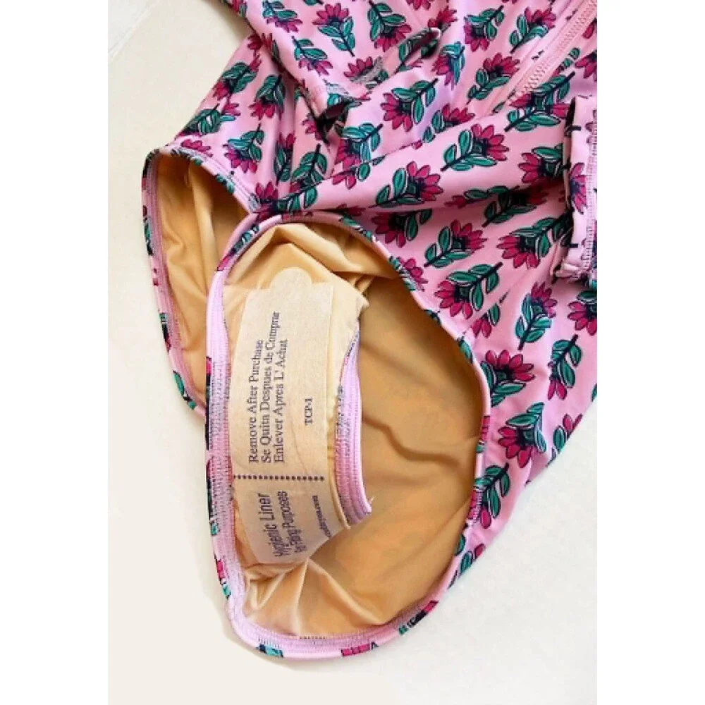 Crewcuts sz. 14 by J.Crew Girls Swimsuit Swim UPF 50+ Long Sleeves Pink Floral